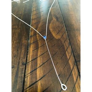 Genuine Sterling Silver Sapphire Lariat Necklace